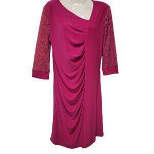 Magenta Three Quarter Lace Sleeve Dress  Various Sizes